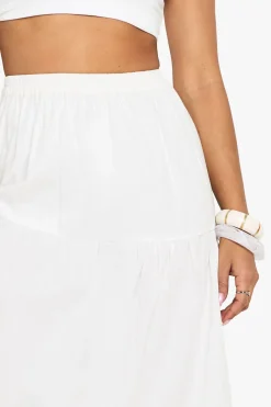 boohoo Jupe maxi en popeline de coton à volants<Femme Jupes|Jupes