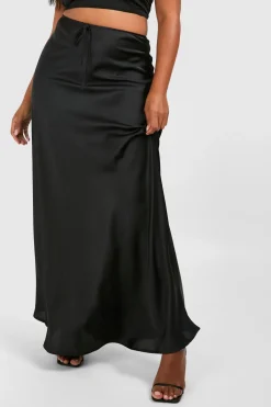 boohoo Jupe Maxi en Satin avec Cordon de Serrage<Femme Jupes|Jupes