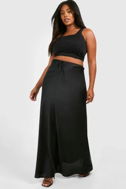 boohoo Jupe Maxi en Satin avec Cordon de Serrage<Femme Jupes|Jupes
