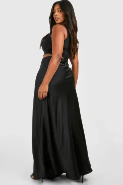 boohoo Jupe Maxi en Satin avec Cordon de Serrage<Femme Jupes|Jupes