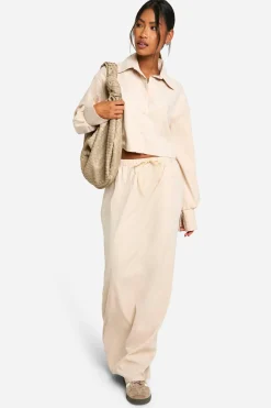 boohoo Jupe maxi en tissu doux à taille avec cordon de serrage<Femme Jupes|Jupes