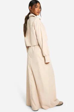 boohoo Jupe maxi en tissu doux à taille avec cordon de serrage<Femme Jupes|Jupes