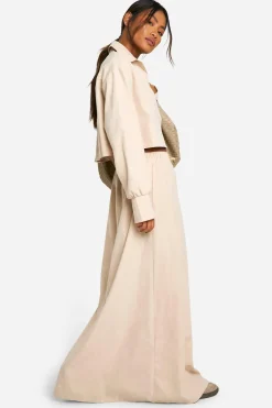 boohoo Jupe maxi en tissu doux à taille avec cordon de serrage<Femme Jupes|Jupes