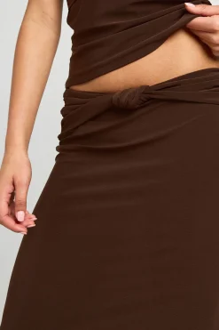 Jupe Maxi En Tissu Slinky Double Couche Avec Détail Nœud