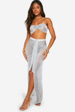 boohoo Jupe maxi en tricot drapée à l'avant<Femme Jupes|Jupes