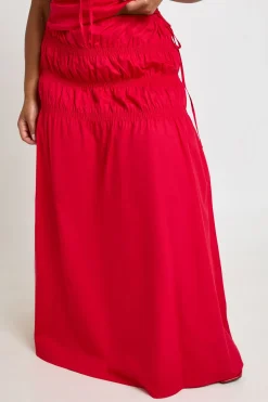 Jupe Maxi Froncée En Popeline Grande Taille