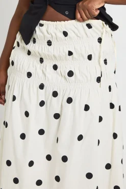 Jupe Maxi Froncée À Pois En Popeline Grande Taille