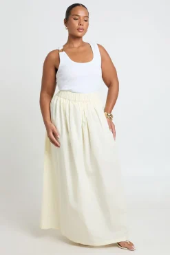 Jupe Maxi Grande Taille En Coton Froncée