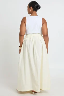 Jupe Maxi Grande Taille En Coton Froncée