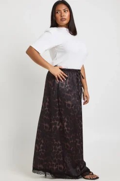 boohoo Jupe Maxi Grande Taille en Dentelle Imprimé Léopard Tissé<Femme Jupes|Imprimé Léopard