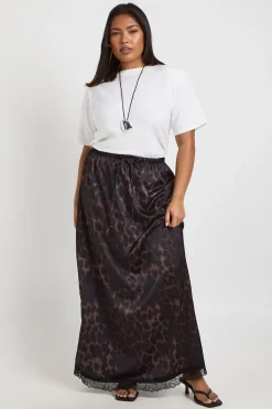 boohoo Jupe Maxi Grande Taille en Dentelle Imprimé Léopard Tissé<Femme Jupes|Imprimé Léopard