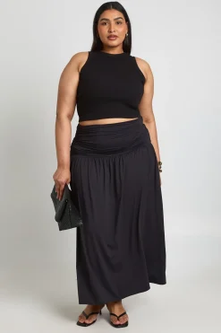 Jupe Maxi Grande Taille À Taille Froncée En Tissu Doux