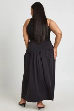 Jupe Maxi Grande Taille À Taille Froncée En Tissu Doux