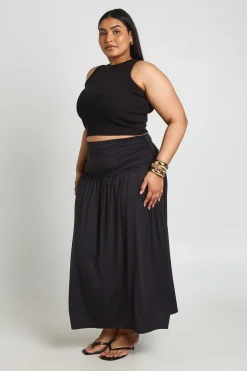 Jupe Maxi Grande Taille À Taille Froncée En Tissu Doux