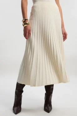 Jupe maxi intégrale en tricot texturé à taille haute