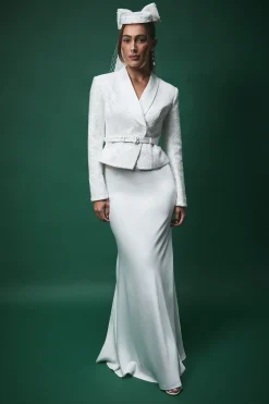 Jupe Maxi Lisa Tan en Satin Coupée en Biais