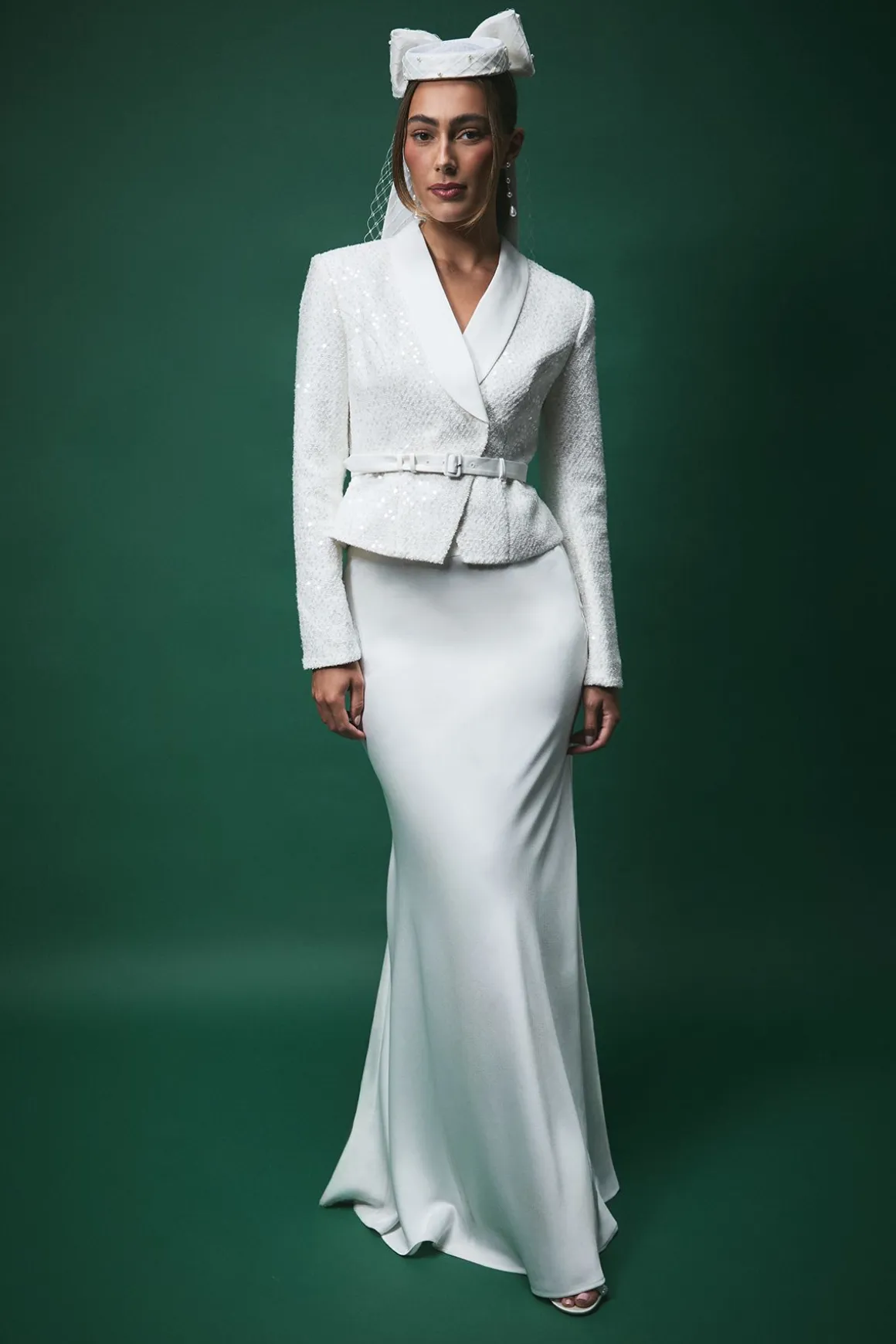 Jupe Maxi Lisa Tan en Satin Coupée en Biais