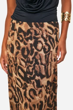 Jupe Maxi Longue en Chiffon à Motif Léopard