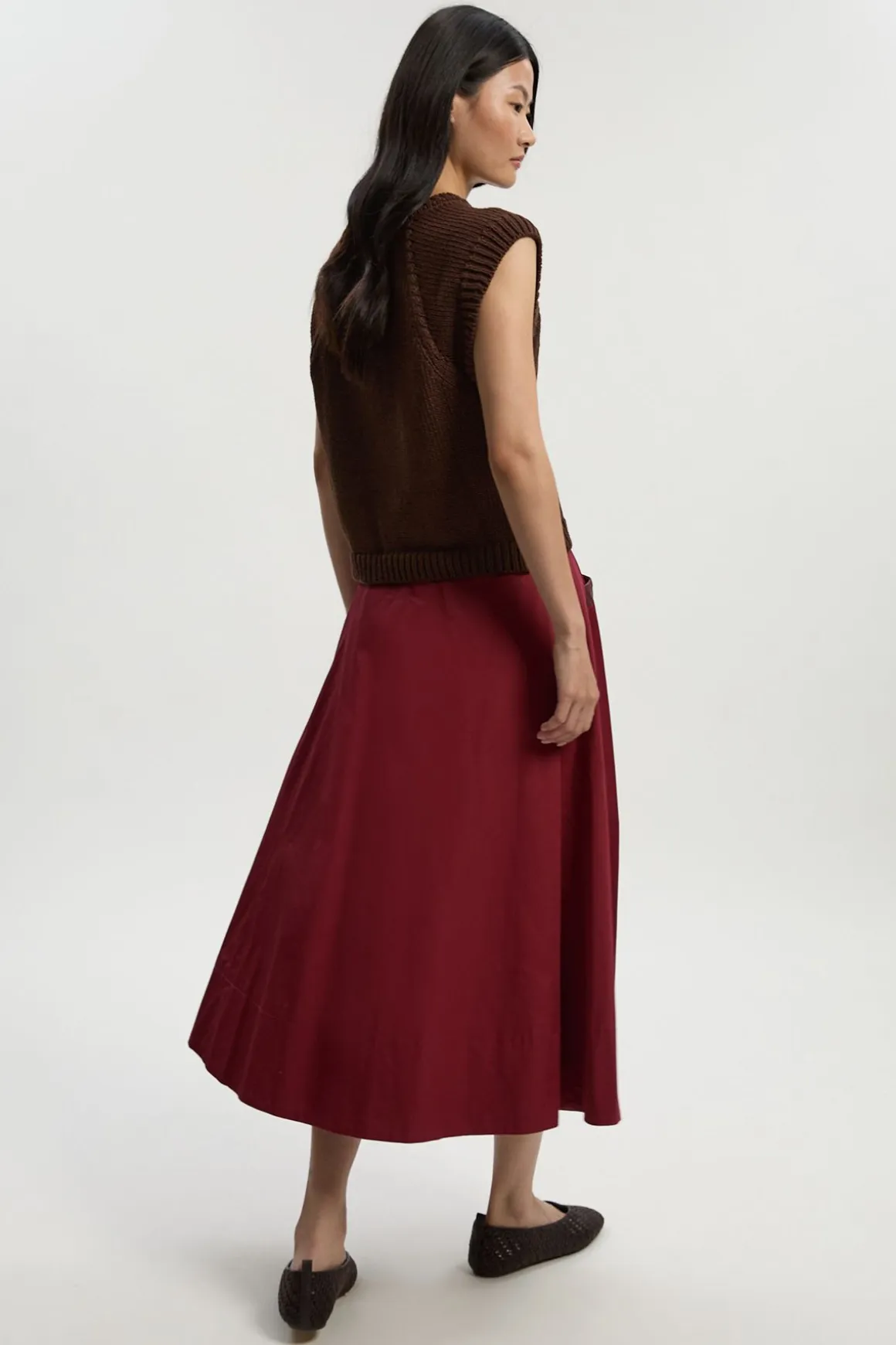 Jupe Maxi Longue en Coton avec Détails en synthétique