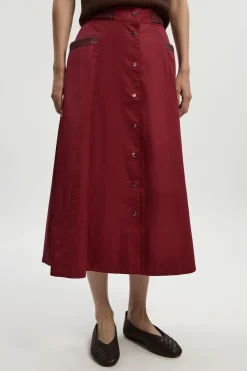 Jupe Maxi Longue en Coton avec Détails en synthétique