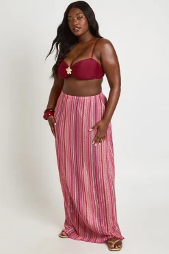 boohoo Jupe Maxi Longue À Rayures Tricotée Grande Taille<Femme Tenues De Plage
