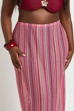 boohoo Jupe Maxi Longue À Rayures Tricotée Grande Taille<Femme Tenues De Plage