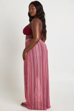 boohoo Jupe Maxi Longue À Rayures Tricotée Grande Taille<Femme Tenues De Plage