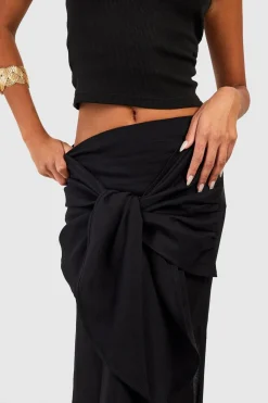 boohoo Jupe Maxi à nœud à l'avant en tissu de gaze texturée<Femme Jupes|Jupes