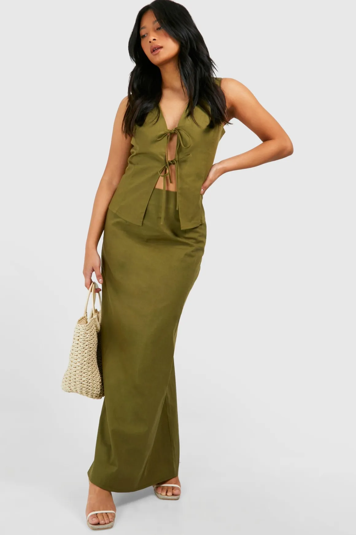 Jupe Maxi Petite en Mélange de Lin