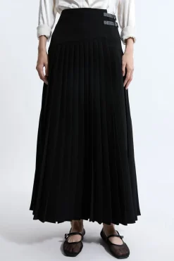 KarenMillen Jupe Maxi Plissée en Crêpe Ajustée avec Détails de Boucles<Femme Jupes|Jupes