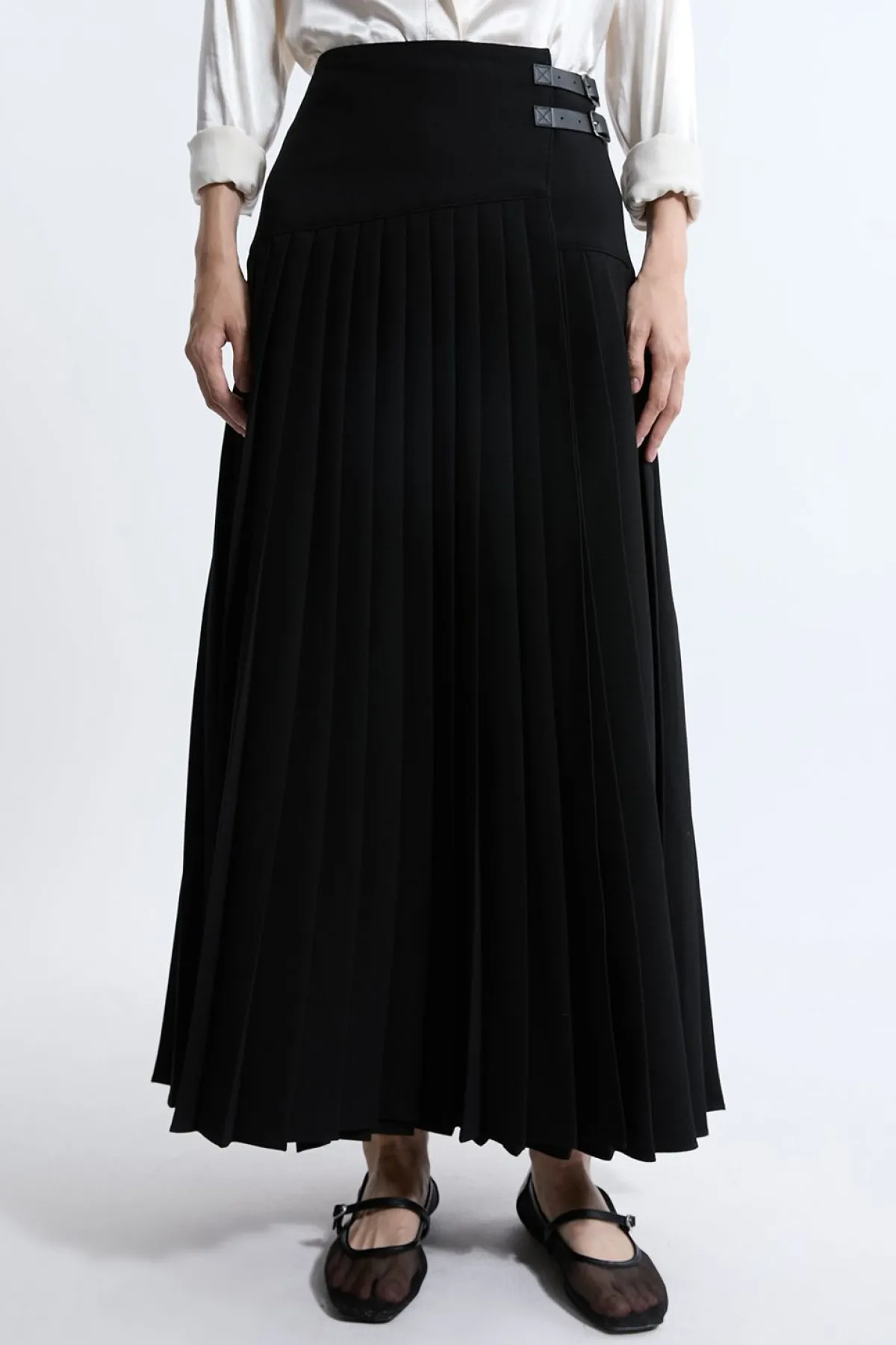 KarenMillen Jupe Maxi Plissée en Crêpe Ajustée avec Détails de Boucles<Femme Jupes|Jupes