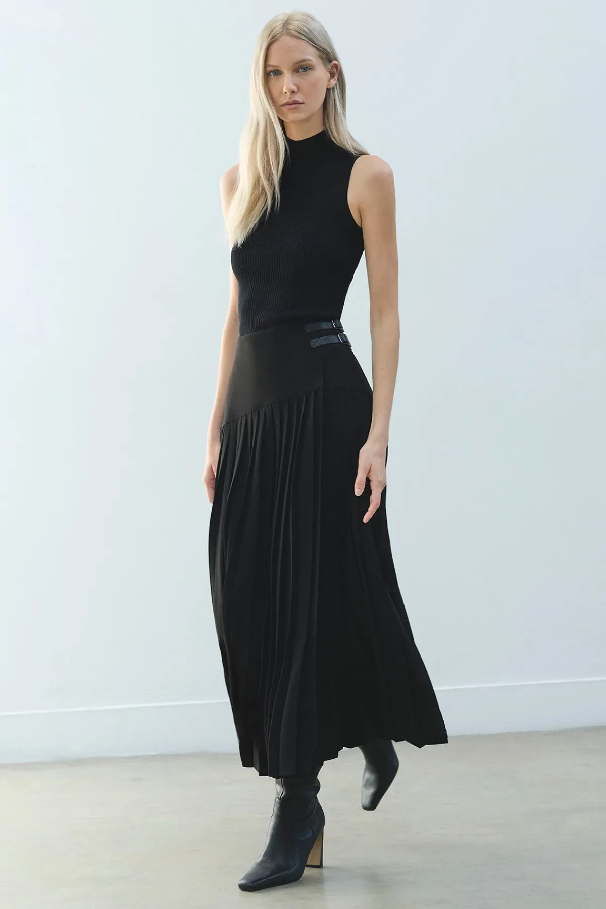 KarenMillen Jupe Maxi Plissée en Crêpe Ajustée avec Détails de Boucles<Femme Jupes|Jupes