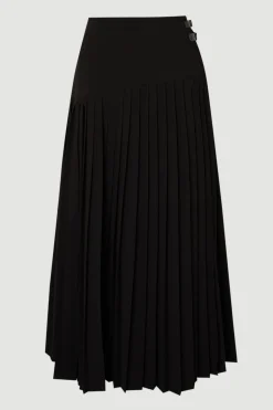 KarenMillen Jupe Maxi Plissée en Crêpe Ajustée avec Détails de Boucles<Femme Jupes|Jupes
