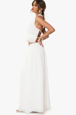 Jupe Maxi Plissée Évasée à Taille Basse