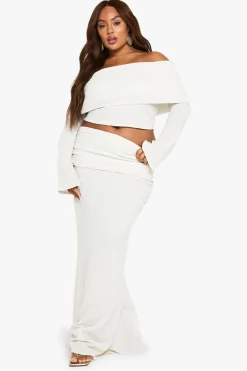 JUPE MAXI PLUS À EFFET FROISSÉ ET REPLIÉ