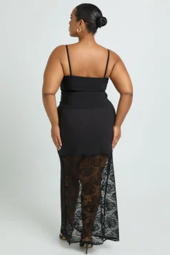 Jupe maxi Plus en dentelle contrastée