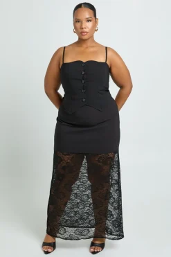 Jupe maxi Plus en dentelle contrastée