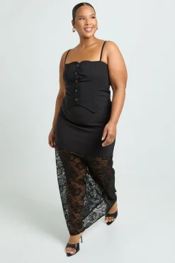 Jupe maxi Plus en dentelle contrastée