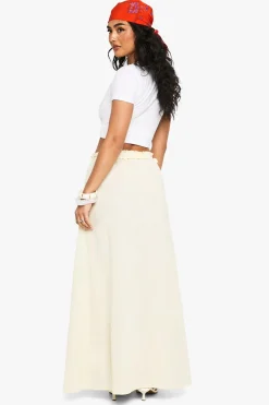 boohoo Jupe maxi portefeuille à nouer en lin<Femme Jupes|Jupes