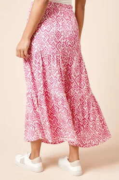 Jupe Maxi Étagée Imprimée en Jersey Petite Taille