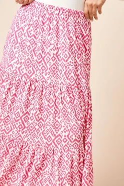 Jupe Maxi Étagée Imprimée en Jersey Petite Taille