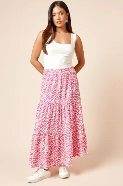 Jupe Maxi Étagée Imprimée en Jersey Petite Taille