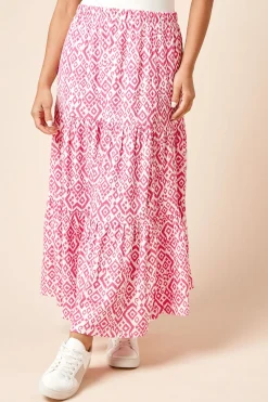Jupe Maxi Étagée Imprimée en Jersey Petite Taille