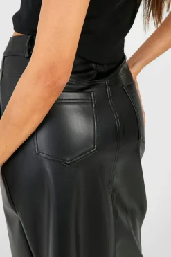 Jupe maxi taille haute à synthétique fendue