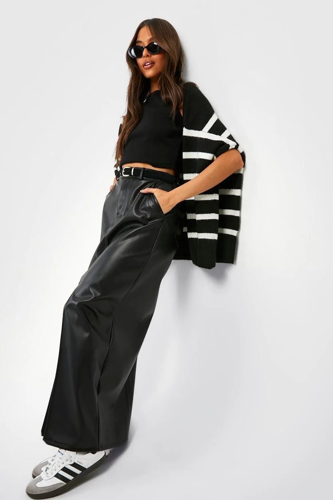 Jupe maxi taille haute à synthétique fendue