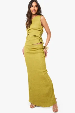 Jupe maxi texturée froncée