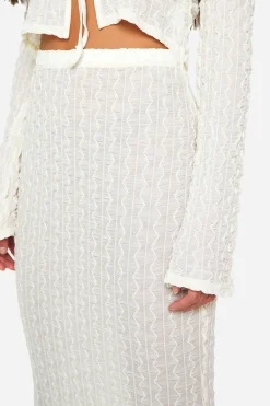 Jupe maxi texturée transparente à taille basse