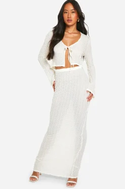 Jupe maxi texturée transparente à taille basse