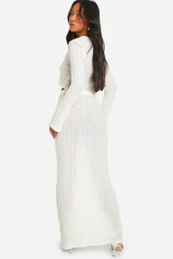 Jupe maxi texturée transparente à taille basse