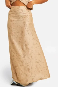 Jupe maxi tie-dye texturée à dos fendu